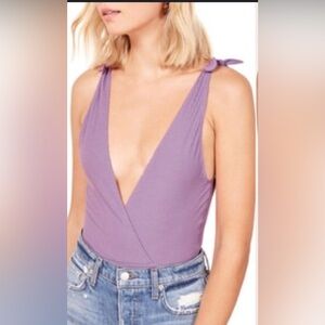 Reformation Lavender Bodysuit with Tie Straps